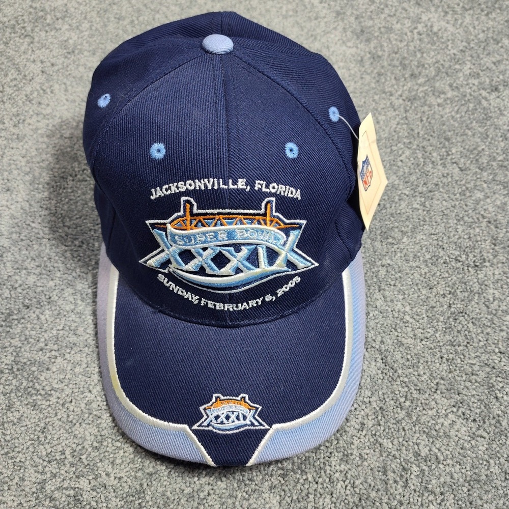 NFL Super Bowl XXXIX Jacksonville Florida 2005 Navy Blue Adjustable Hat NWT